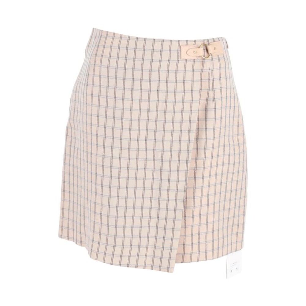 Sandro Paris Meredith Checked Mini Wrap Skirt in Pink Cotton